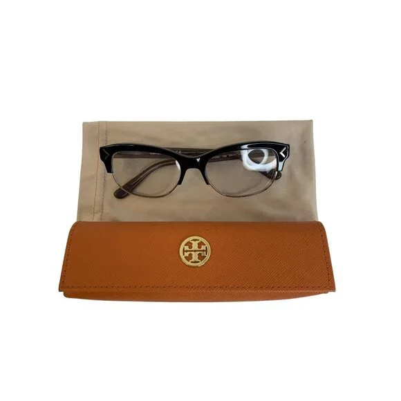 Tory Burch Womens Black Cat-Eye Eyeglasses TY2083 T390 53-16-140 Logo Case - Picture 3 of 8